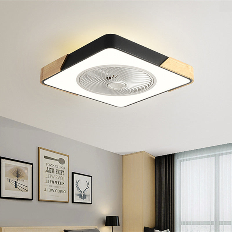 LED Flush Mount Ceiling Fan Light | Wood Nordic Style | Lologe