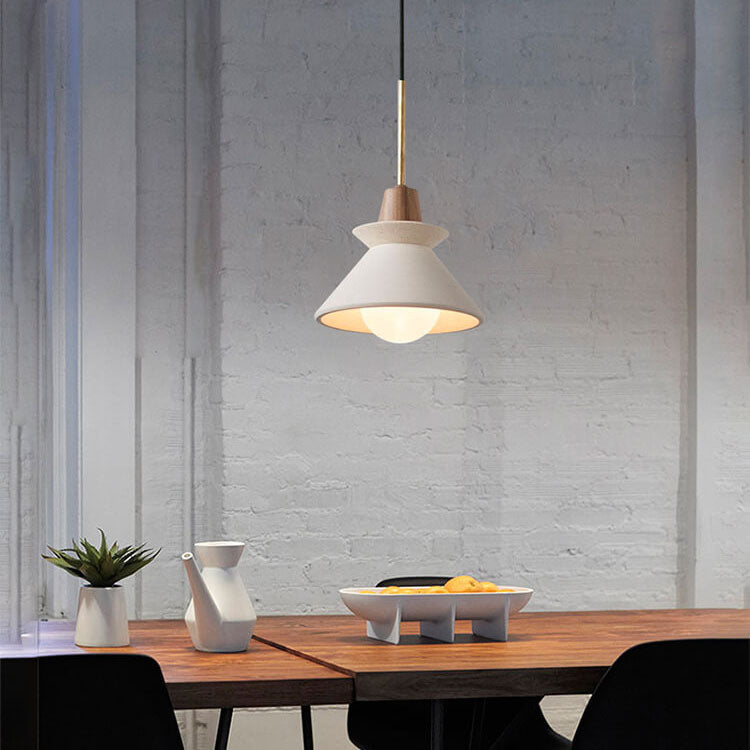 Pendant Light for Kitchen Island | White Cement Tapered Minimalist Design | Lologe