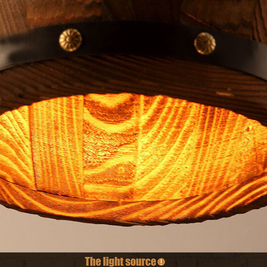 Rustic Barrel Pendant Light | Dining Room Ambience | Wooden Wine Barrel Design | Lologe
