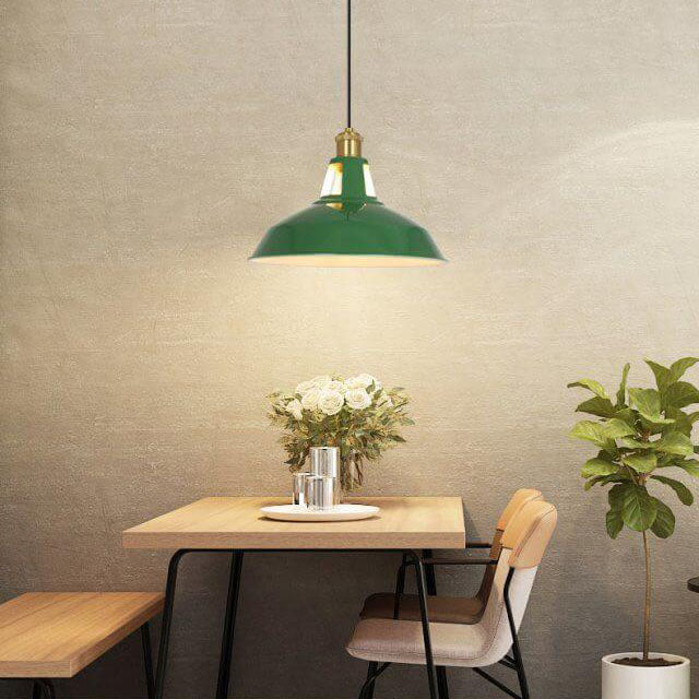 Industrial Green Iron Pendant Light | Vintage Loft Character | Lologe