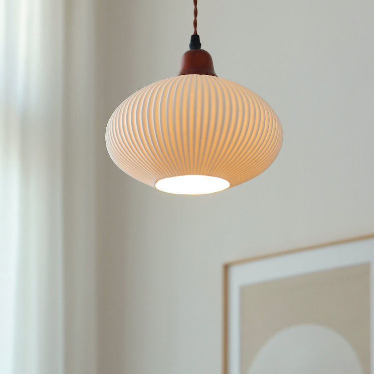Japanese Ceramic Dome Pendant Light | Soft Kitchen Ambience | Lologe