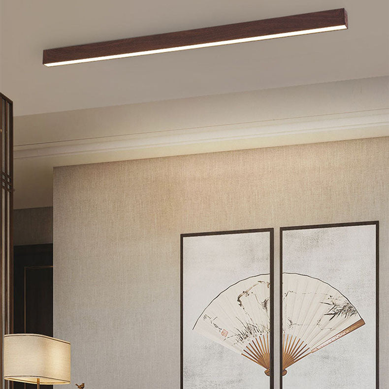 Modern LED Flush Mount Ceiling Light | Wood Grain Aluminium Strips | Minimalist | Lologe