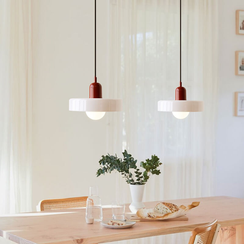 Vintage Glass Pendant Light | Colourful Dish Shade for Dining Room | Lologe