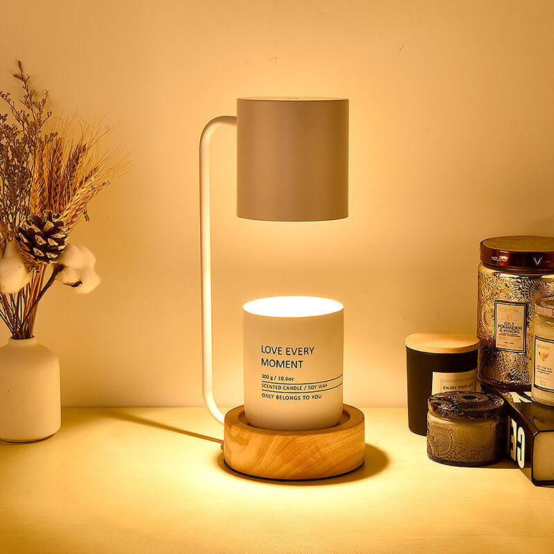 Minimalist Wood Wax Melt Table Lamp | Dimming Timer for Bedroom | Lologe
