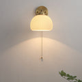 Glass Wall Sconce for Bedroom | Brass Pull Cord Light | Nordic Style | Lologe