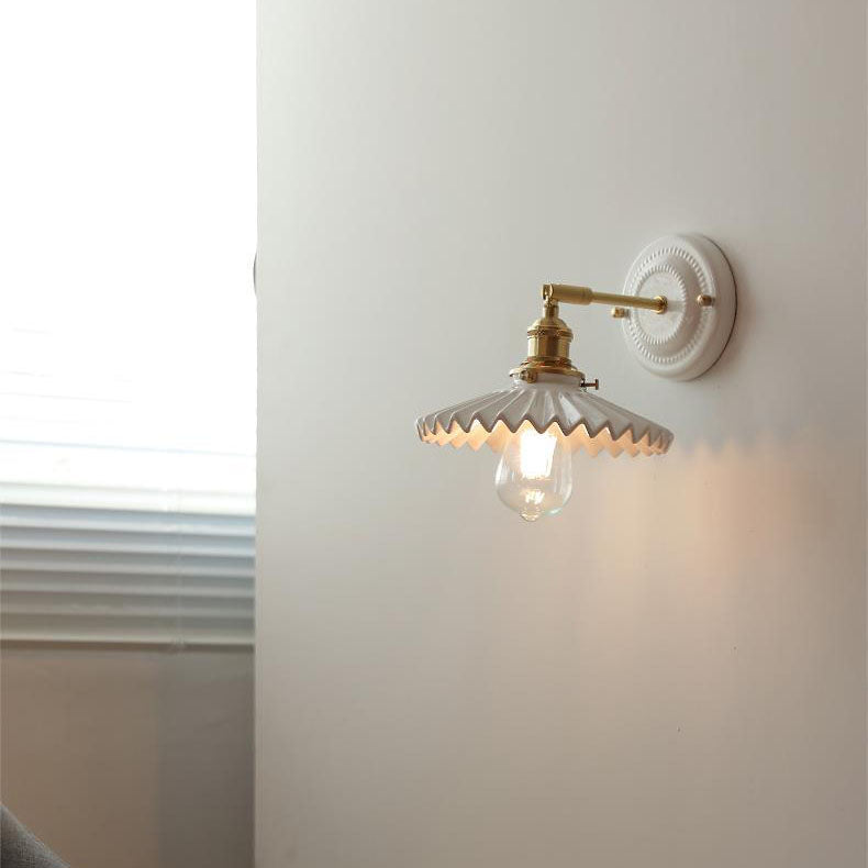 Vintage Ceramic Brass Wall Sconce | Living Room Round Design | Lologe