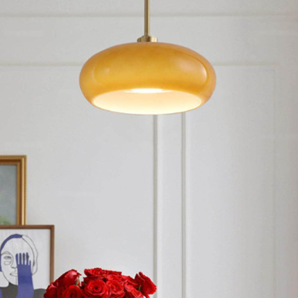 Flush Mount Ceiling Light | Living Room | Glass & Copper | Round 1-Light | Lologe
