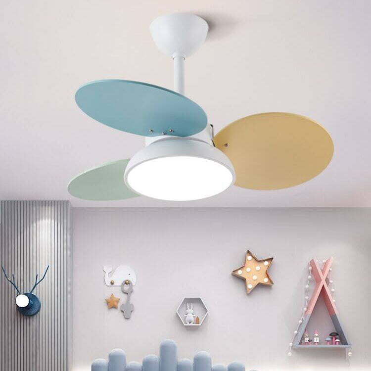 LED Ceiling Fan Light | For Kids Room | Colorful Round Blade | Semi-Flush Mount | Lologe