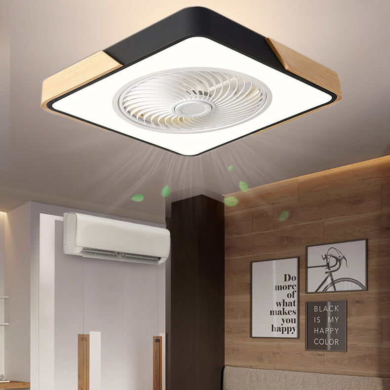 LED Flush Mount Ceiling Fan Light | Wood Nordic Style | Lologe