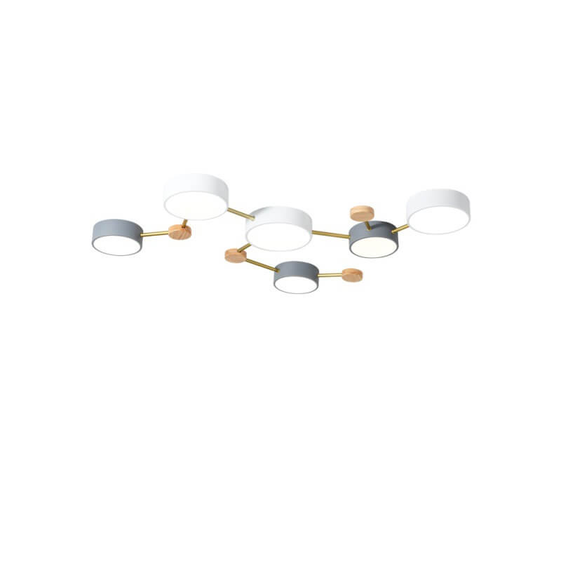 LED Flush Mount Ceiling Light | Bedroom Lighting | Solid Wood & Iron | Scandinavian Modern | Lologe