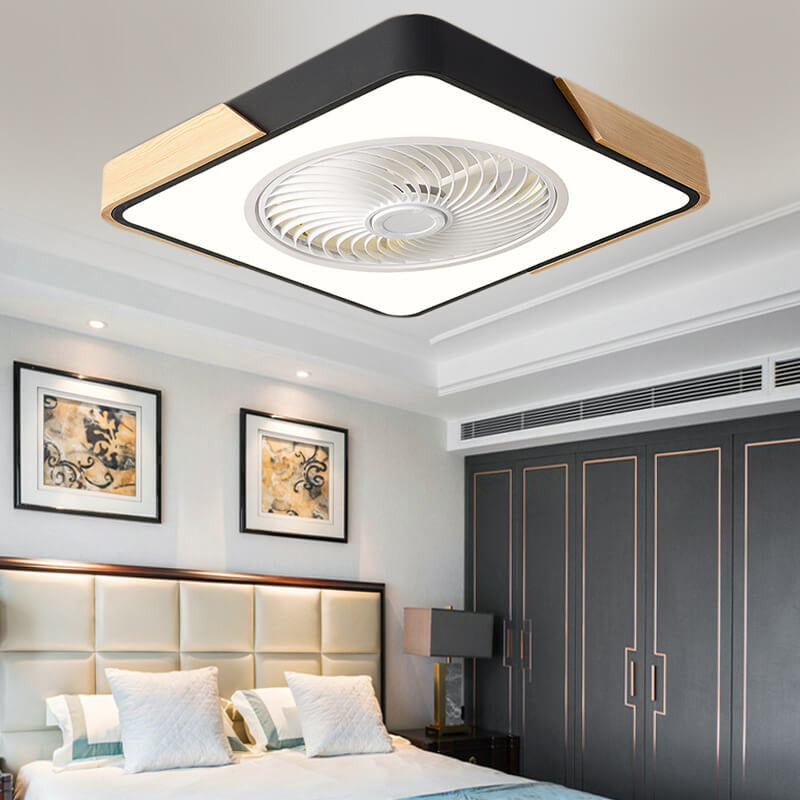 LED Flush Mount Ceiling Fan Light | Wood Nordic Style | Lologe