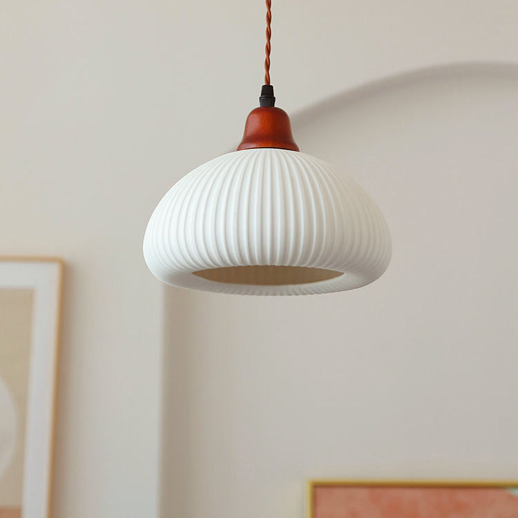 Japanese Ceramic Dome Pendant Light | Soft Kitchen Ambience | Lologe