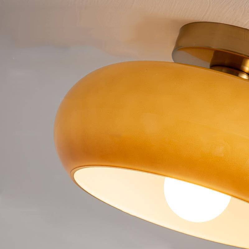 Flush Mount Ceiling Light | Living Room | Glass & Copper | Round 1-Light | Lologe