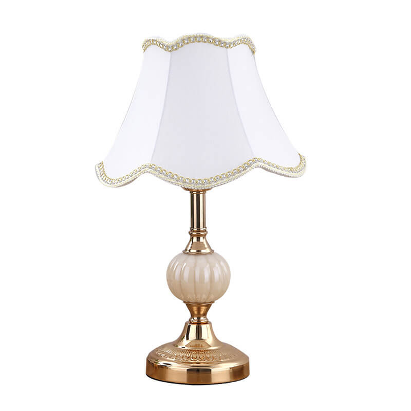 Nordic Vintage Floral Table Lamp | Glass Fabric Shade | Elegant Bedroom Bedside Decor | Lologe
