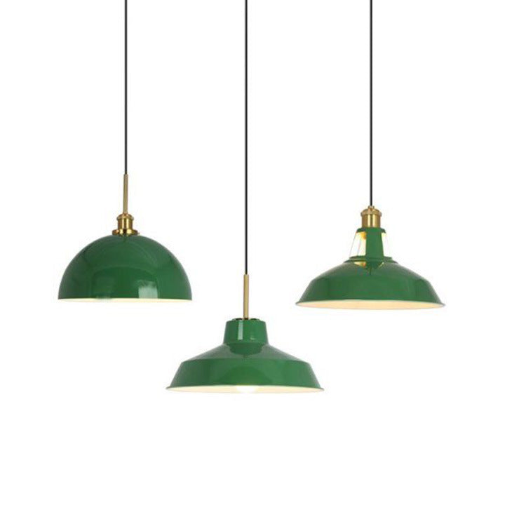 Industrial Green Iron Pendant Light | Vintage Loft Character | Lologe