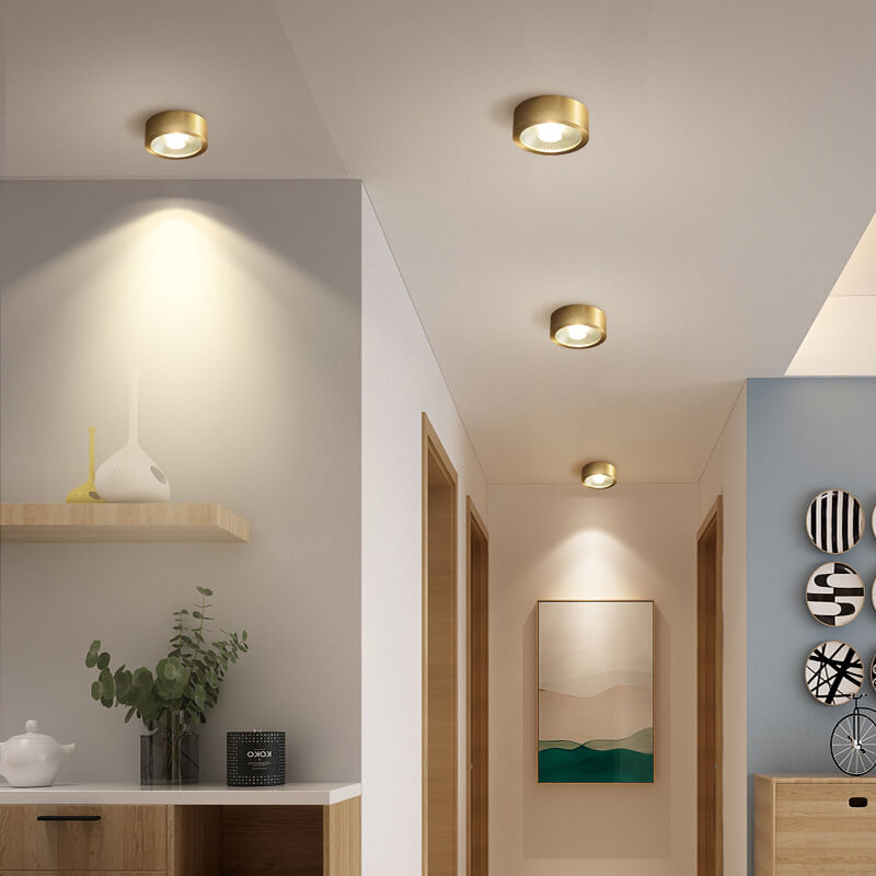 LED Flush Mount Ceiling Light | Living Room | All Copper | Ultra Thin Modern Lighting | Lologe