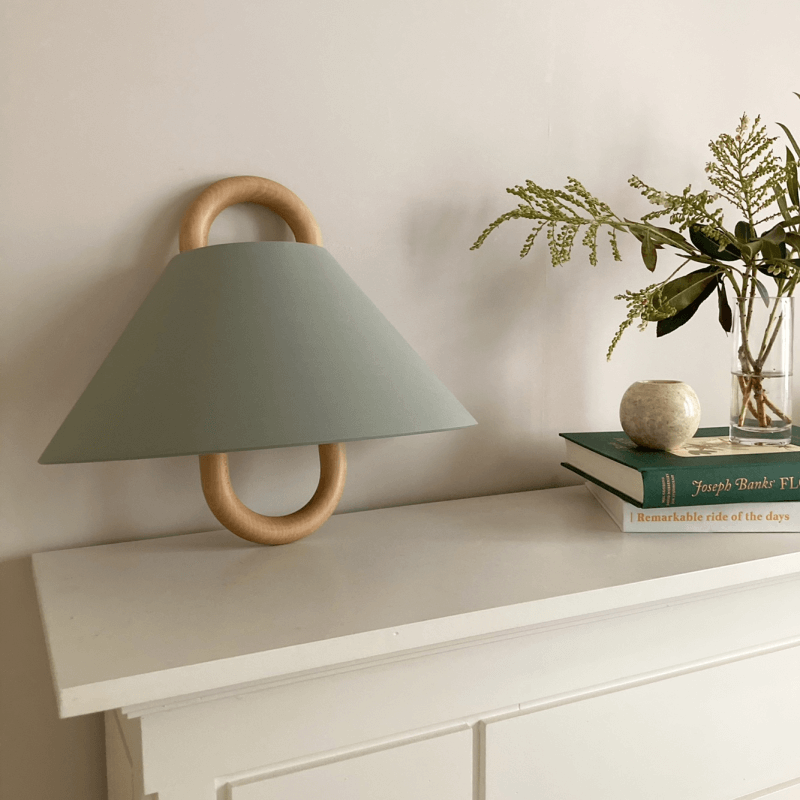 Wood Wall Sconce for Bedroom | Pleated Semi-Circle Shade Modern Lighting | Lologe