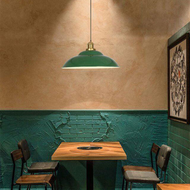 Industrial Green Iron Pendant Light | Vintage Loft Character | Lologe