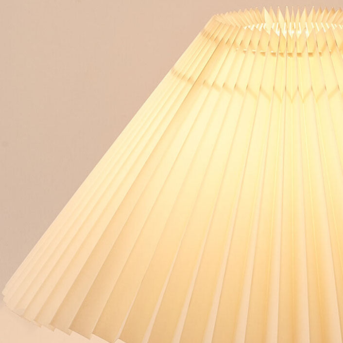 Japanese Pleated Fabric Table Lamp | Wooden Base Minimalist LED Lighting | Lologe