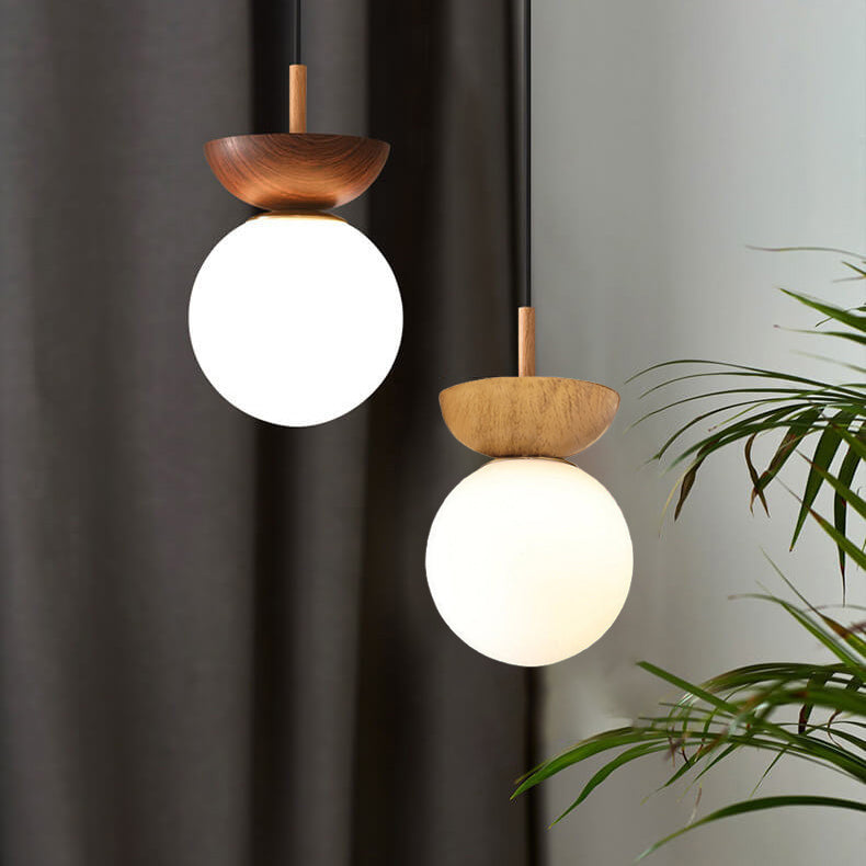 Glass Orb Pendant Light for Living Room | Iron Semi-Flush Mount Modern Minimalist | Lologe