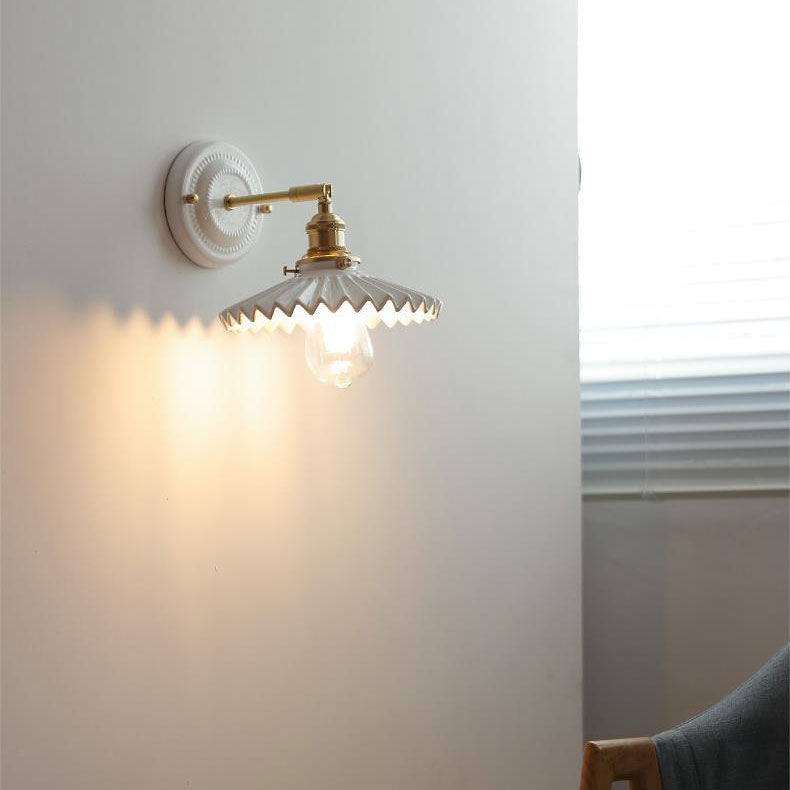 Vintage Ceramic Brass Wall Sconce | Living Room Round Design | Lologe