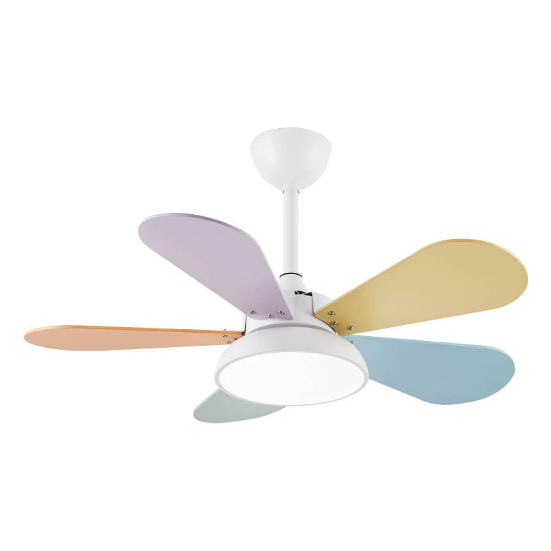 LED Ceiling Fan Light | For Kids Room | Colorful Round Blade | Semi-Flush Mount | Lologe