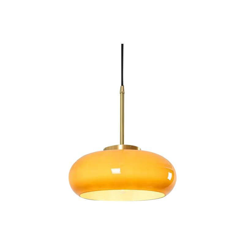 Flush Mount Ceiling Light | Living Room | Glass & Copper | Round 1-Light | Lologe