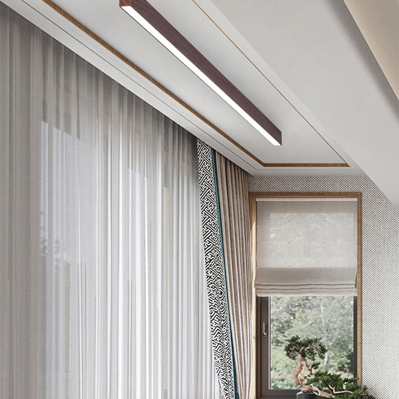 Modern LED Flush Mount Ceiling Light | Wood Grain Aluminium Strips | Minimalist | Lologe