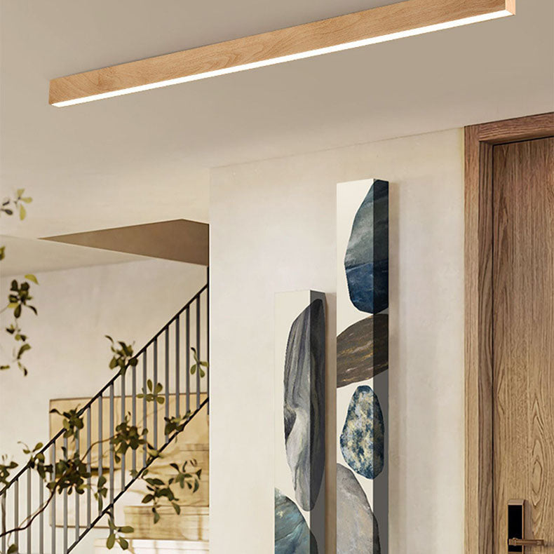 Modern LED Flush Mount Ceiling Light | Wood Grain Aluminium Strips | Minimalist | Lologe