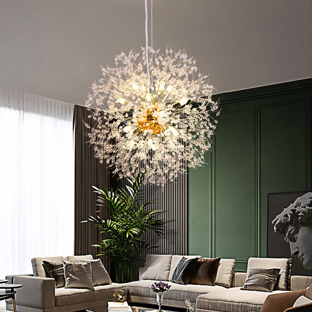 Modern Dandelion Crystal Chandelier | Dining Room | Luxury Firework Pendant | LED Light | Lologe