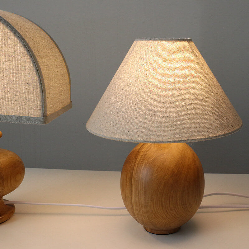 Japanese Wabi Sabi Table Lamp | Bedroom Living Room | Solid Wood Fabric | 1-Light | Vintage Style | Lologe