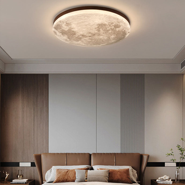LED Flush Mount Ceiling Light for Bedroom | PVC Wood Grain Nordic Design | Lologe