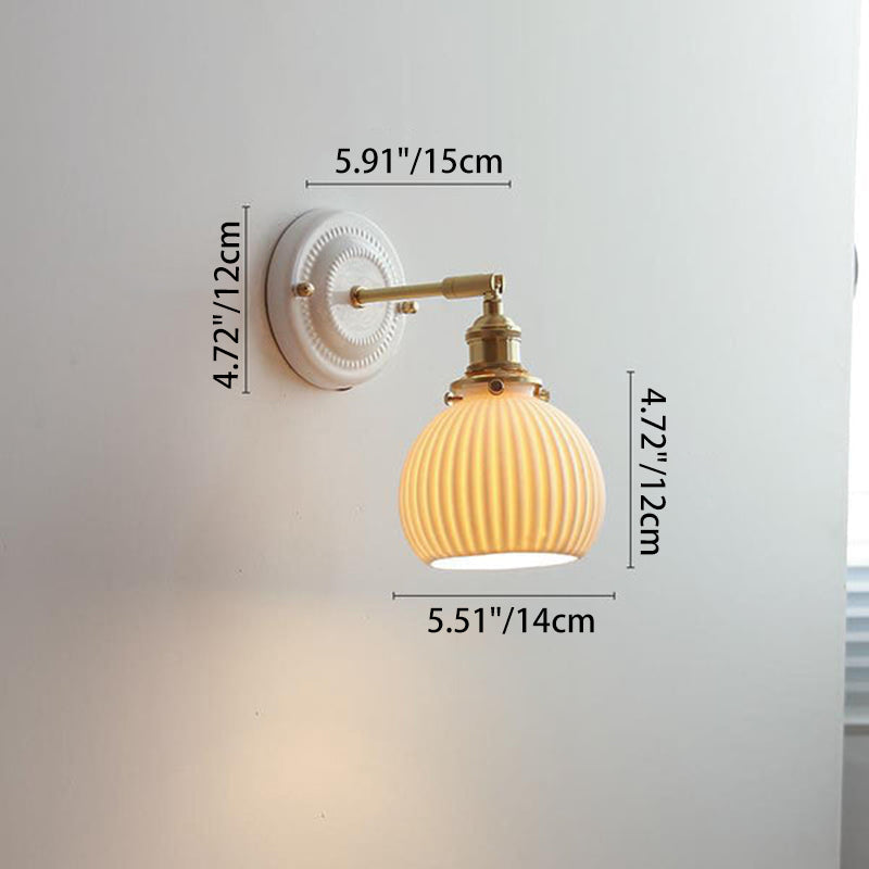 Vintage Ceramic Brass Wall Sconce | Living Room Round Design | Lologe