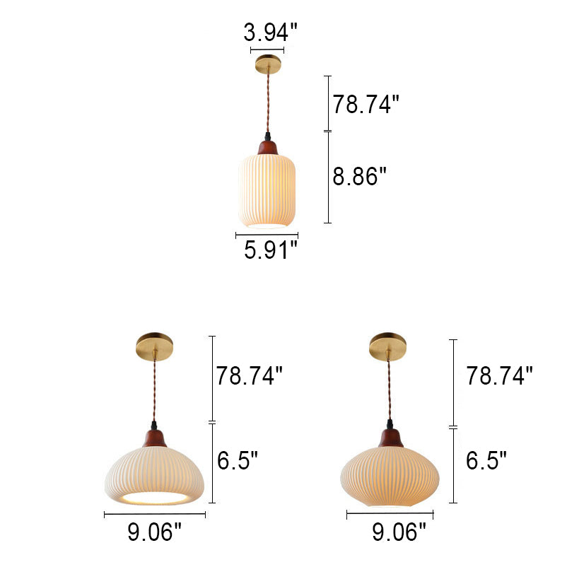 Japanese Ceramic Dome Pendant Light | Soft Kitchen Ambience | Lologe