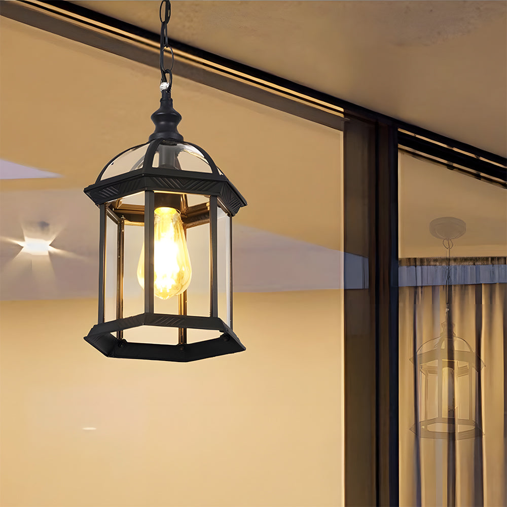 Vintage Black Outdoor Pendant Light | Porch Gazebo | IP65 | Weather Resistant | Hanging Fixture | Lologe