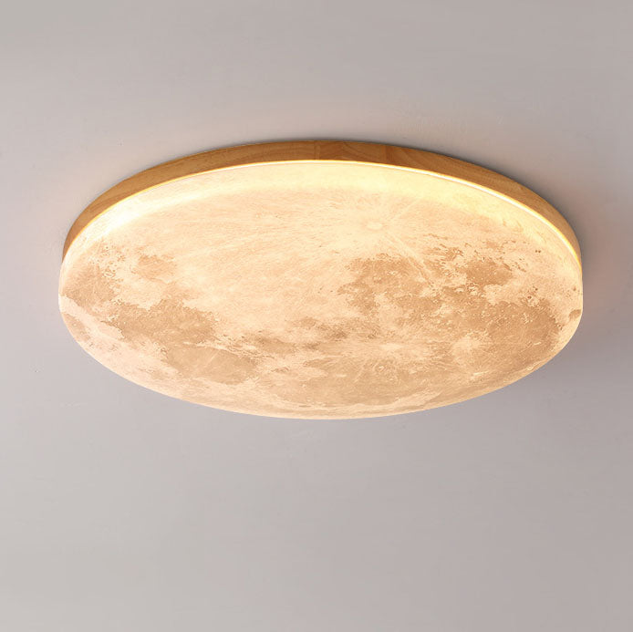 LED Flush Mount Ceiling Light for Bedroom | PVC Wood Grain Nordic Design | Lologe