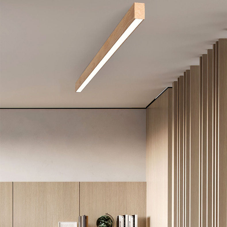Modern LED Flush Mount Ceiling Light | Wood Grain Aluminium Strips | Minimalist | Lologe