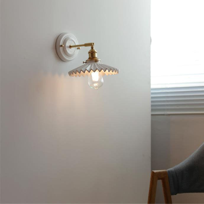 Vintage Ceramic Brass Wall Sconce | Living Room Round Design | Lologe