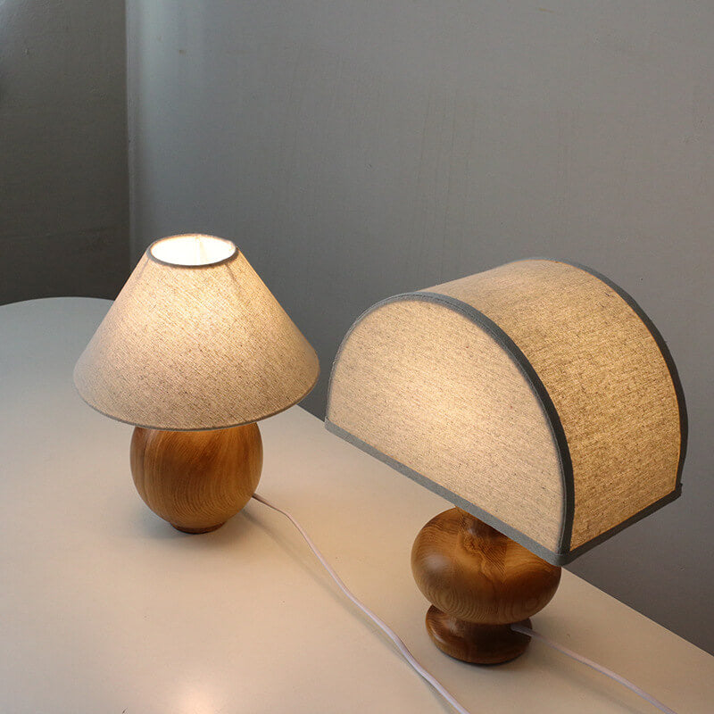 Japanese Wabi Sabi Table Lamp | Bedroom Living Room | Solid Wood Fabric | 1-Light | Vintage Style | Lologe
