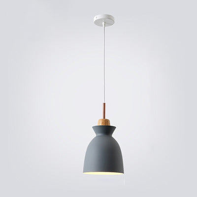 Nordic Pendant Light for Living Room | Oak Wood Iron Bell Dome Design | Lologe