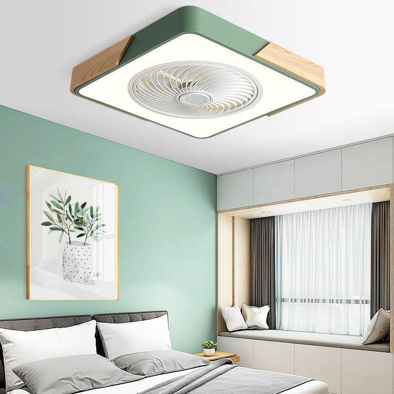 LED Flush Mount Ceiling Fan Light | Wood Nordic Style | Lologe