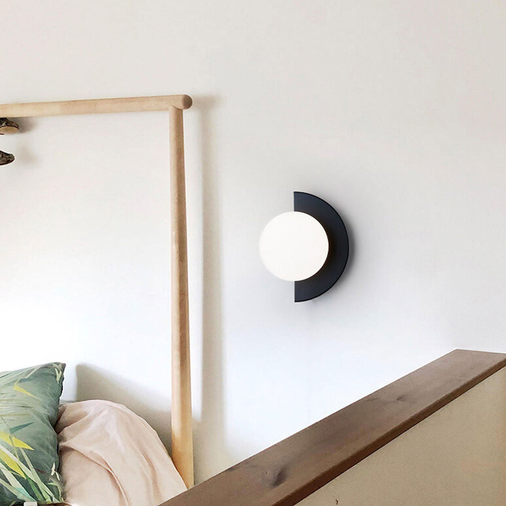 Modern Glass Globe Wall Sconce | Colourful Semi-Circle Design Iron Fixture | Lologe