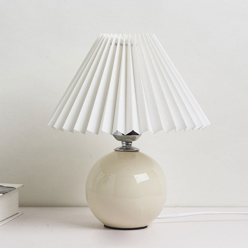 Table Lamp Bedroom Ceramic Pleated Shade | Minimalist Design | Lologe