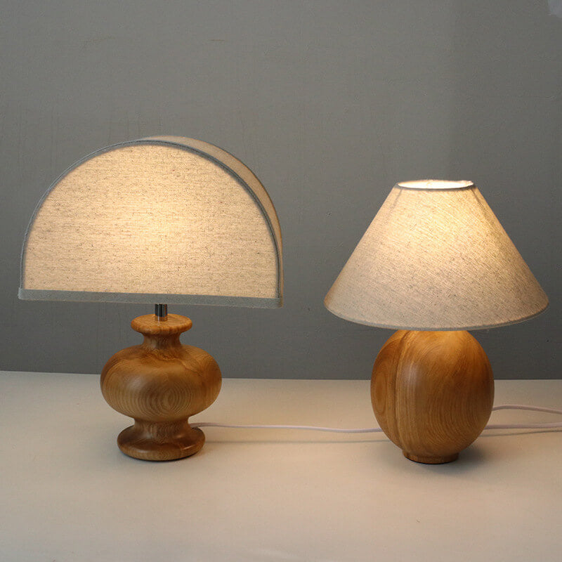 Japanese Wabi Sabi Table Lamp | Bedroom Living Room | Solid Wood Fabric | 1-Light | Vintage Style | Lologe