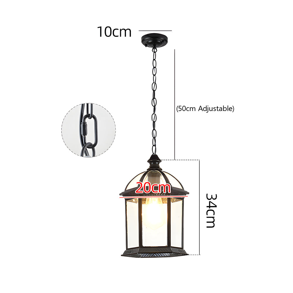 Vintage Black Outdoor Pendant Light | Porch Gazebo | IP65 | Weather Resistant | Hanging Fixture | Lologe