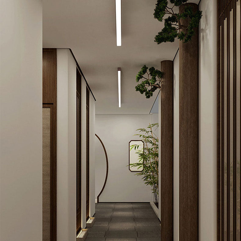 Modern LED Flush Mount Ceiling Light | Wood Grain Aluminium Strips | Minimalist | Lologe