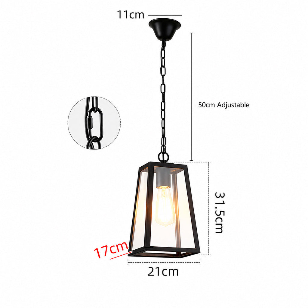 Vintage Black Outdoor Pendant Light | Porch Gazebo | IP65 | Weather Resistant | Hanging Fixture | Lologe
