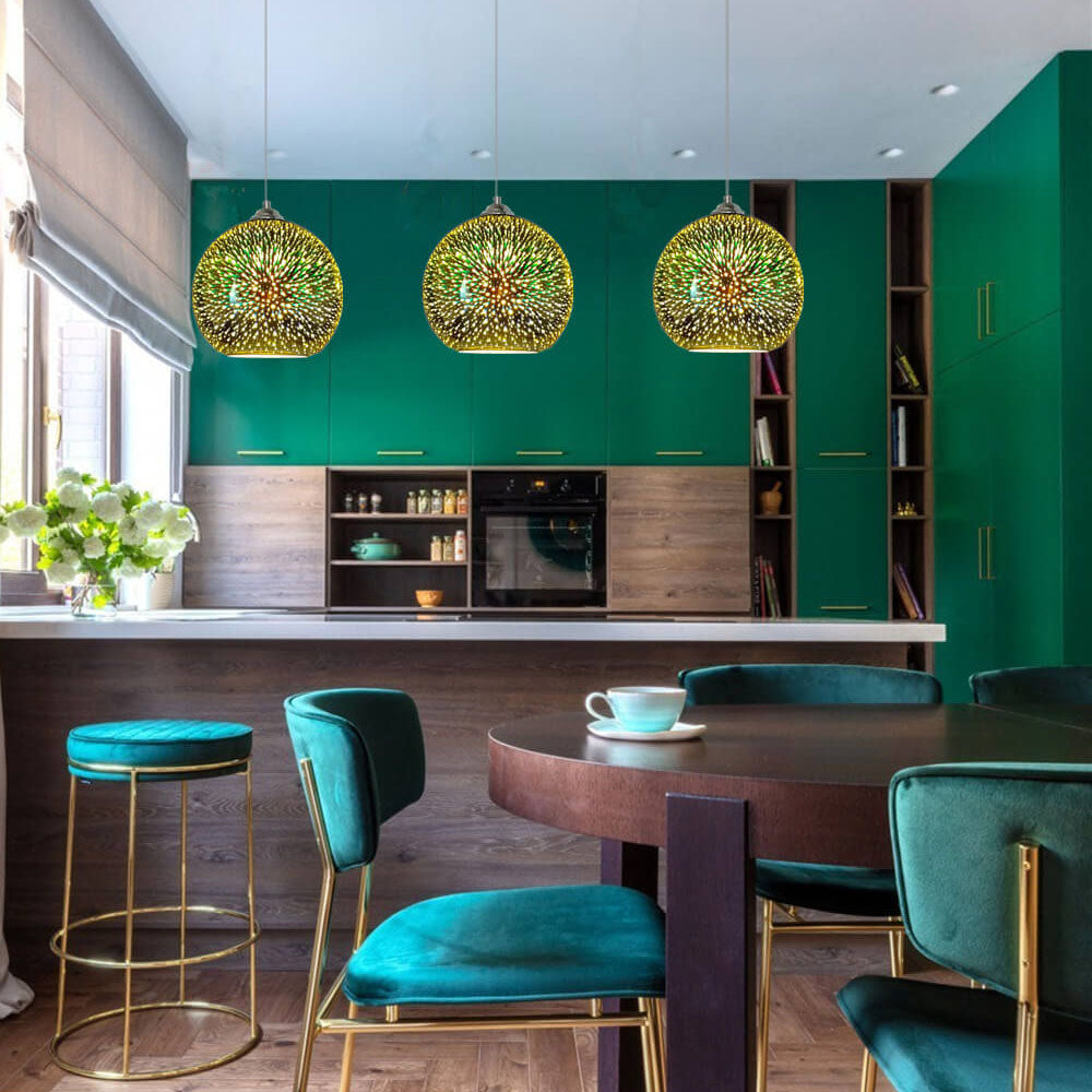Fireworks Glass Pendant Light | Modern Colourful Dome Ceiling Lighting | Lologe