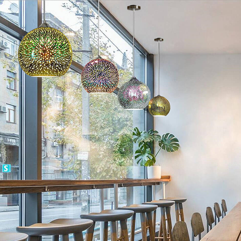 Fireworks Glass Pendant Light | Modern Colourful Dome Ceiling Lighting | Lologe