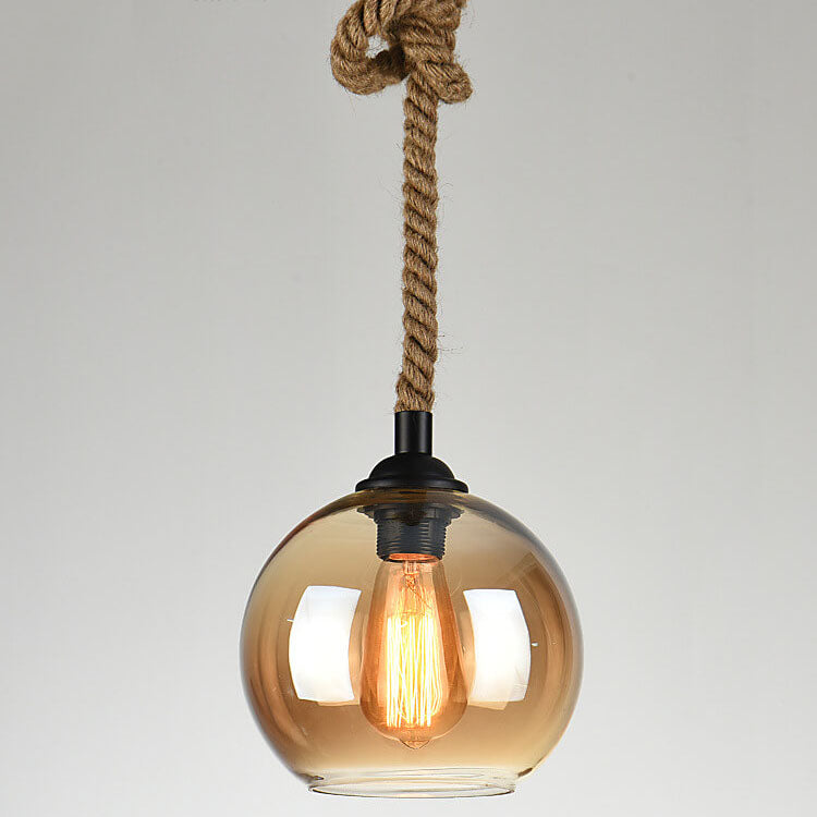 Glass Globe Pendant Light | Rope Hanging Modern Glass Metal | Lologe